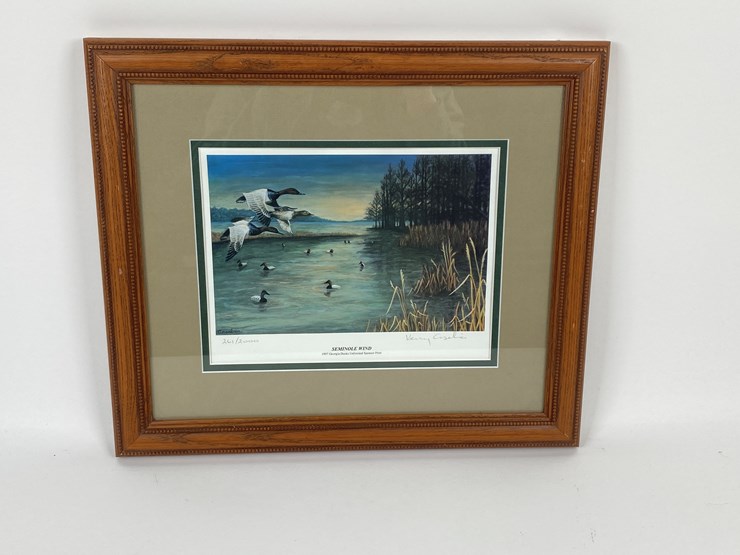 #62-•-#1045-•-"seminole-wind"-by-kerry-casebier.-framed-1997-georgia-ducks-unlimited-sponsor-signed-print-261/2000.-14"x16"-image-1
