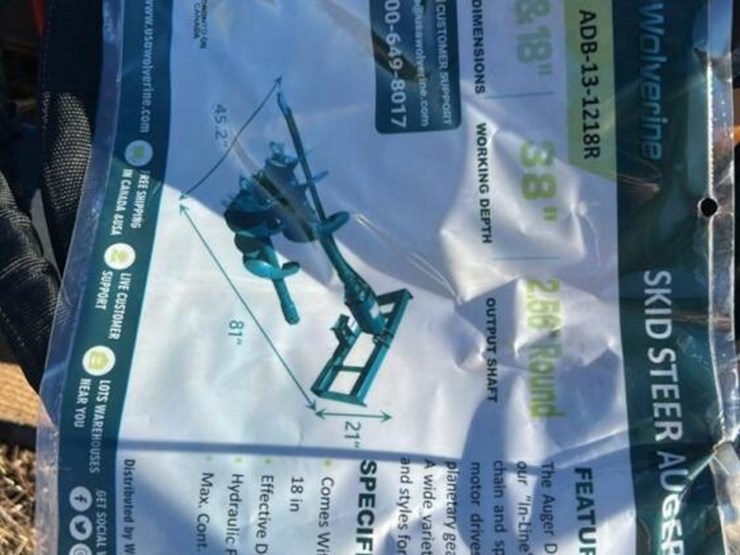 wolvering-auger,-s/n-zw-05771-w/-2-bits-for-skid-steer-image-5