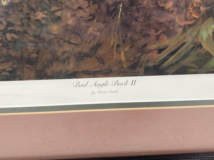 #76-•-#1027-•-"bad-angle-buck-ii"-by-brett-smith.-framed-ducks-unlimited-signed-print-2974/3000,-27"x36"-image-3