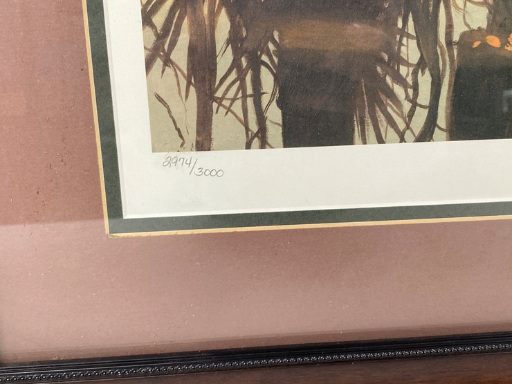 #76-•-#1027-•-"bad-angle-buck-ii"-by-brett-smith.-framed-ducks-unlimited-signed-print-2974/3000,-27"x36"-image-2