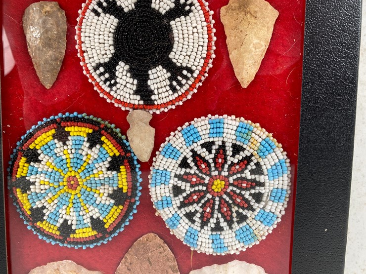 #95-•-#5160-•-(12)-framed-native-american-artifacts-featuring-points-and-beaded-amulets-image-4