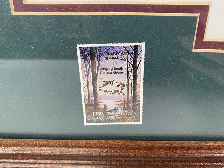 #68-•-#1048-•-"winging-south"-by-bill-pendergrass.-framed-north-american-wildlife-conservation-signed-print-and-stamp-1334/2000.-24"x20"-image-4