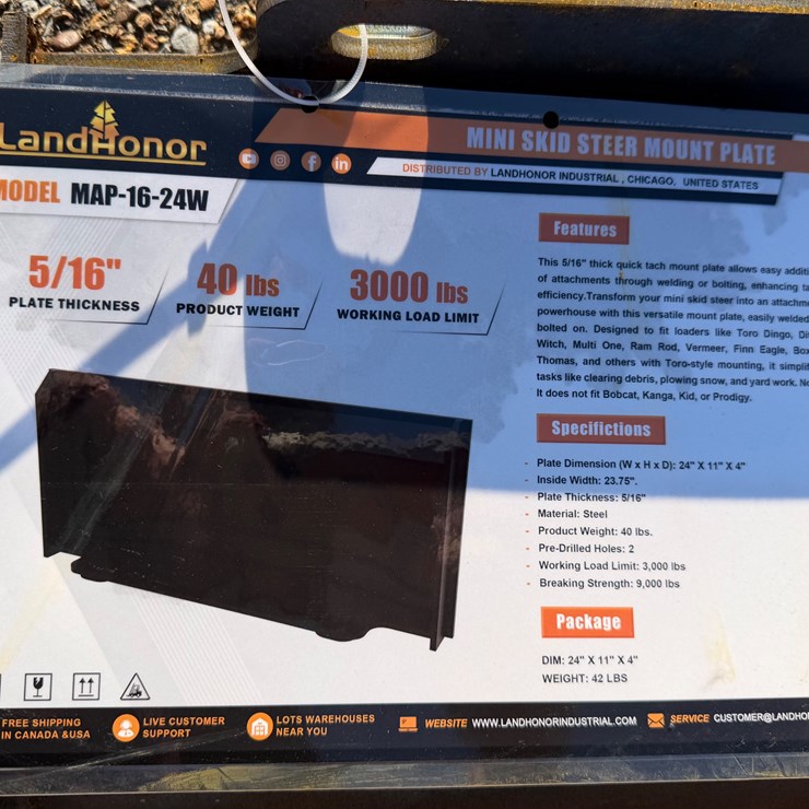 #7845 • Land Honor Mini Skid Steer Mount Plate