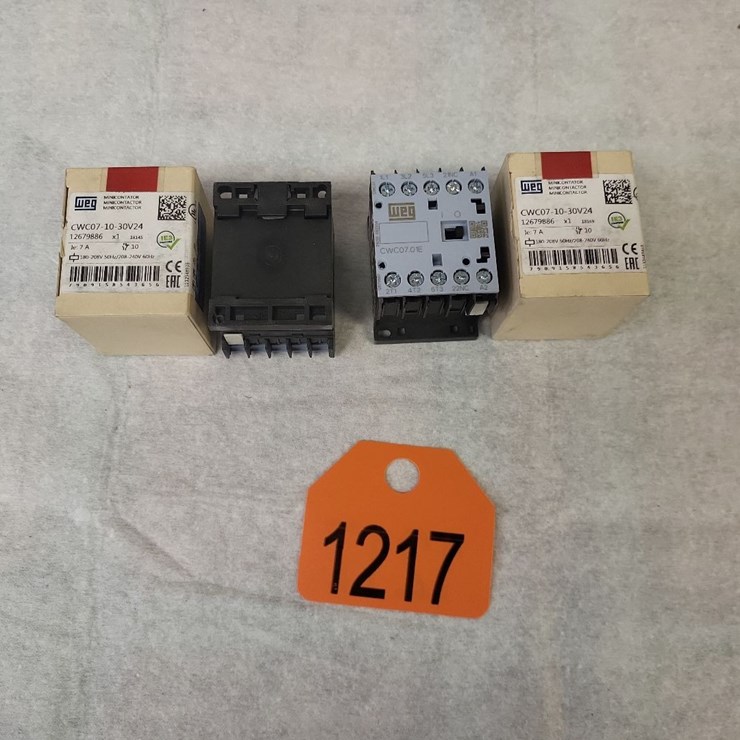 (4) Mini - Contactors 7 AMP 3 Pole w/1 Auxiliary Contact - Tag #1217