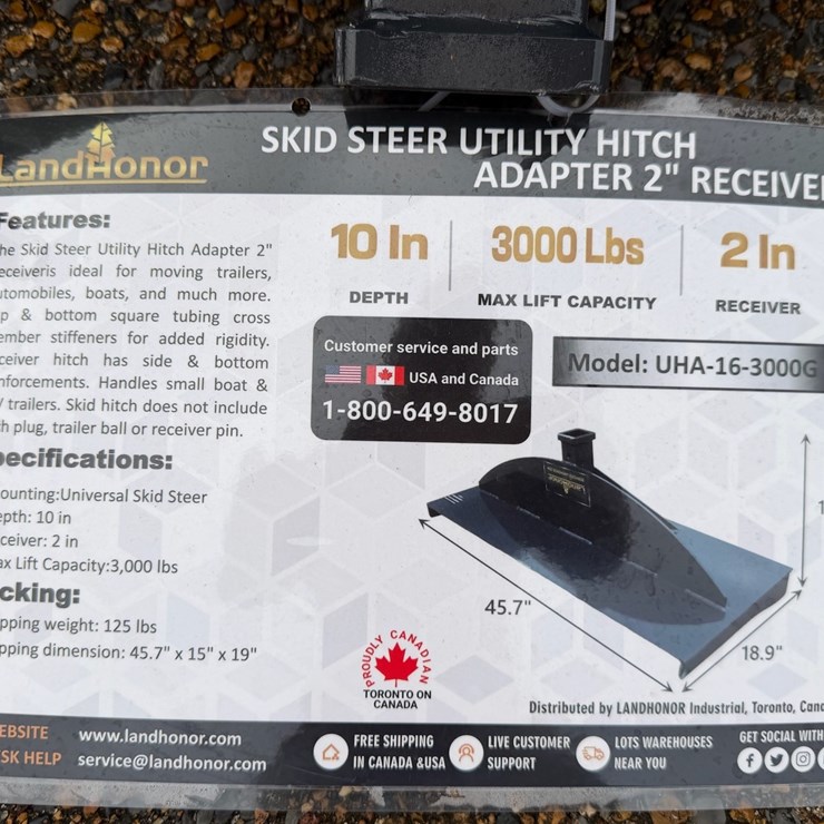 #7959 • Skid Steer Utility Hitch w/ 2" Receiver