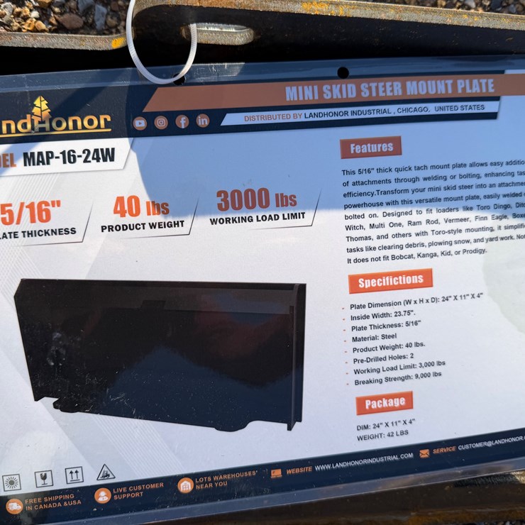#7847 • Land Honor Mini Skid Steer Mount Plate
