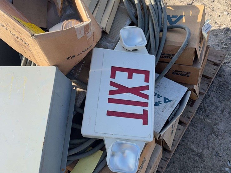 pallet-of-assortment-of-breakers,-exit-sign,-new-fan-and-misc-image-2