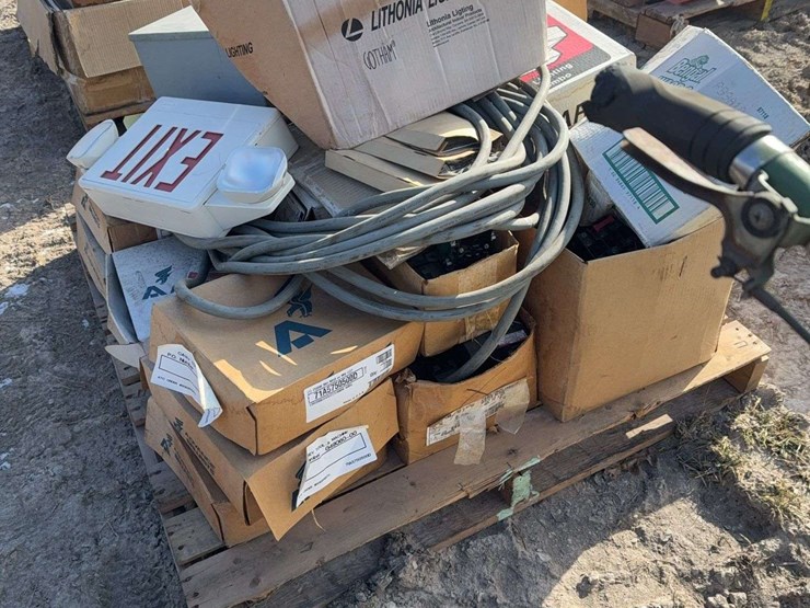 pallet-of-assortment-of-breakers,-exit-sign,-new-fan-and-misc-image-4