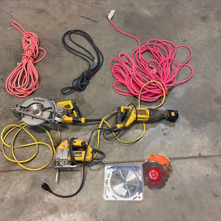 Assortment of DeWalt Hand Tools and Extension Cords
