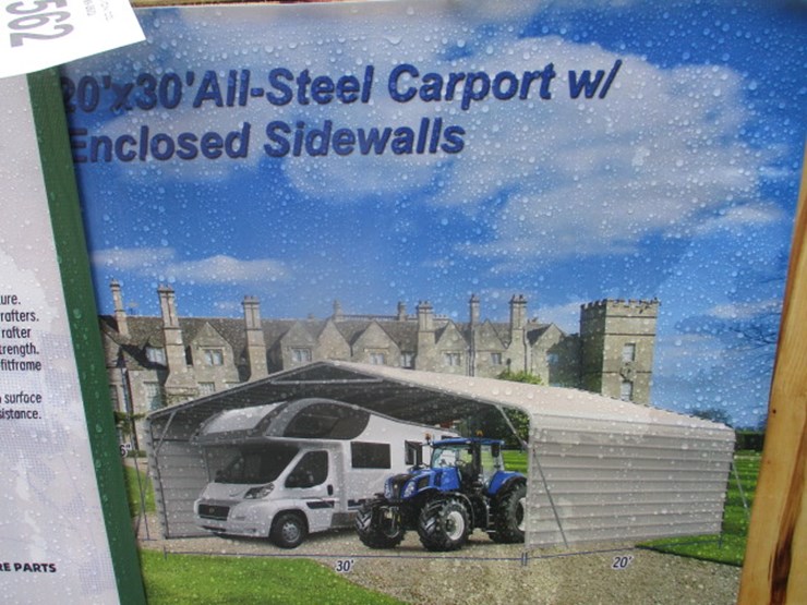 #6563-•-20'x30'all-steel-carport-w/enclosed-sidewalls-image-1