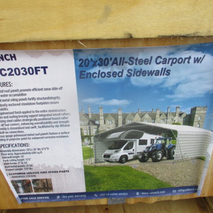 #6881 • 20'x30'All-Steel Carport w/Enclosed Sidewalls