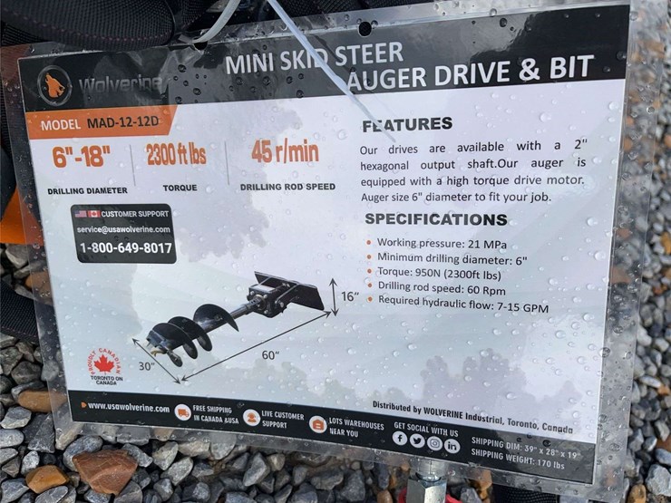 unused-mini-skid-steer-auger-&-bit-attachment-image-1