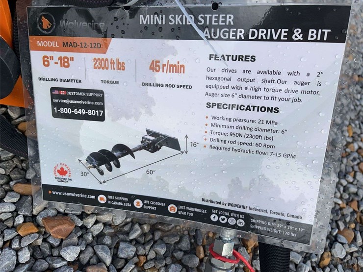 unused-mini-skid-steer-auger-drive-&-bit-attachment-image-1