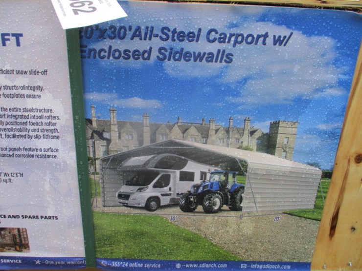 #6562-•-20'x30'all-steel-carport-w/enclosed-sidewalls-image-1