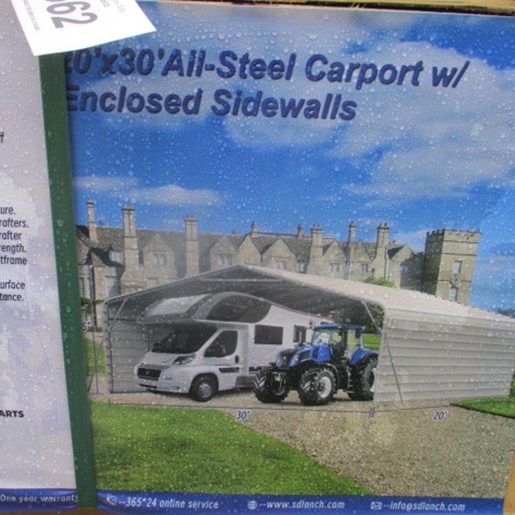 #6562 • 20'x30'All-Steel Carport w/Enclosed Sidewalls