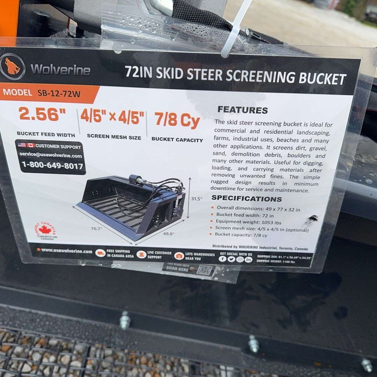 Unused Skid Steer Screening Bucket Attachment