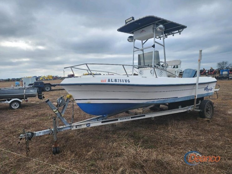 18'-angler-boat-w/-alum.-trailer:-w/-175hp-evinrude-outboard-motor-image-1
