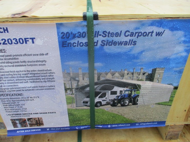 #6564-•-20'x30'all-steel-carport-w/enclosed-sidewalls-image-1