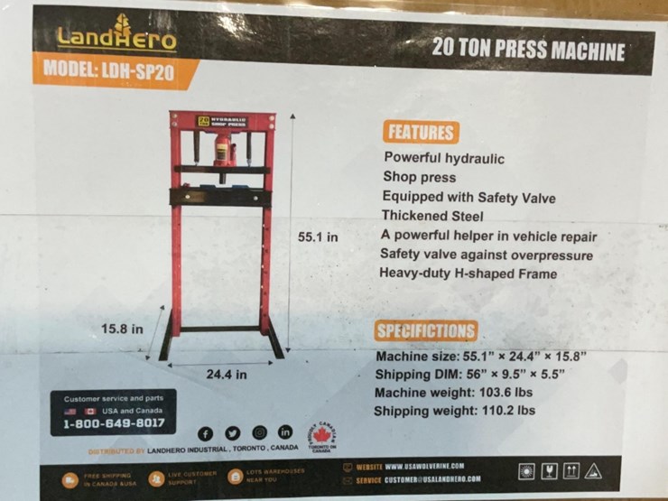 (inv.53042)-new-unused-landhero-ldh-sp20-hydraulic-20-ton-shop-press-image-1