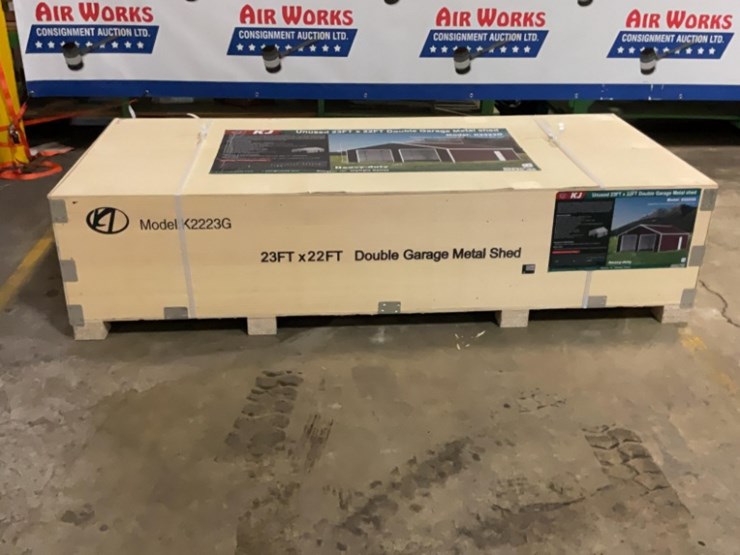 (inv.53022)-new-unused-kj-k2223g-double-metal-garage-shed,-22'-x-23'-heavy-duty-shed-image-2