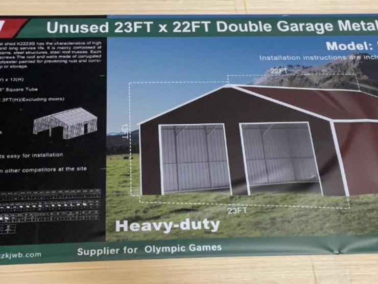(inv.53013)-new-unused-kj-k2223g-double-metal-garage,-22'-x-23'-heavy-duty-image-1