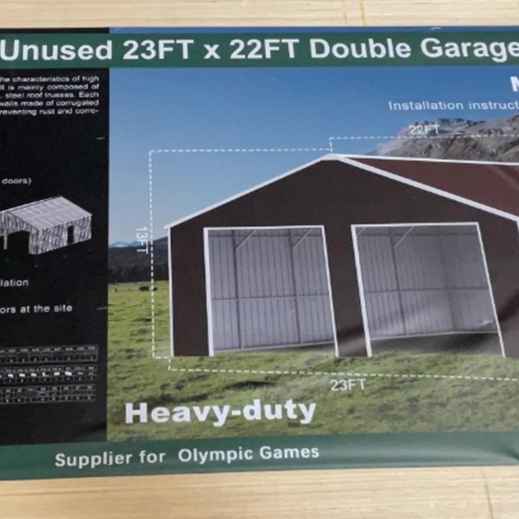 (Inv.53013) New Unused KJ K2223G Double Metal Garage, 22' x 23' Heavy Duty