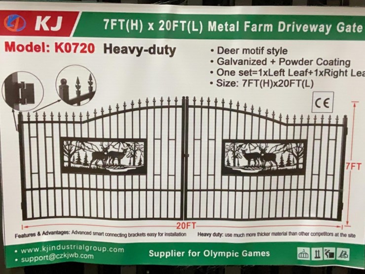 (inv.53029)-new-unused-kj-k0720-metal-driveway-gate-with-deer-motif,-20'-wide-x-7'-tall-image-1