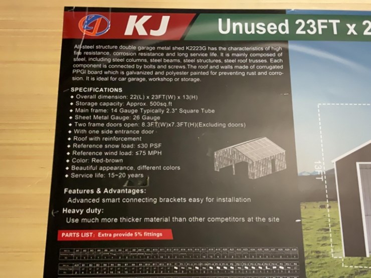 (inv.53013)-new-unused-kj-k2223g-double-metal-garage,-22'-x-23'-heavy-duty-image-6