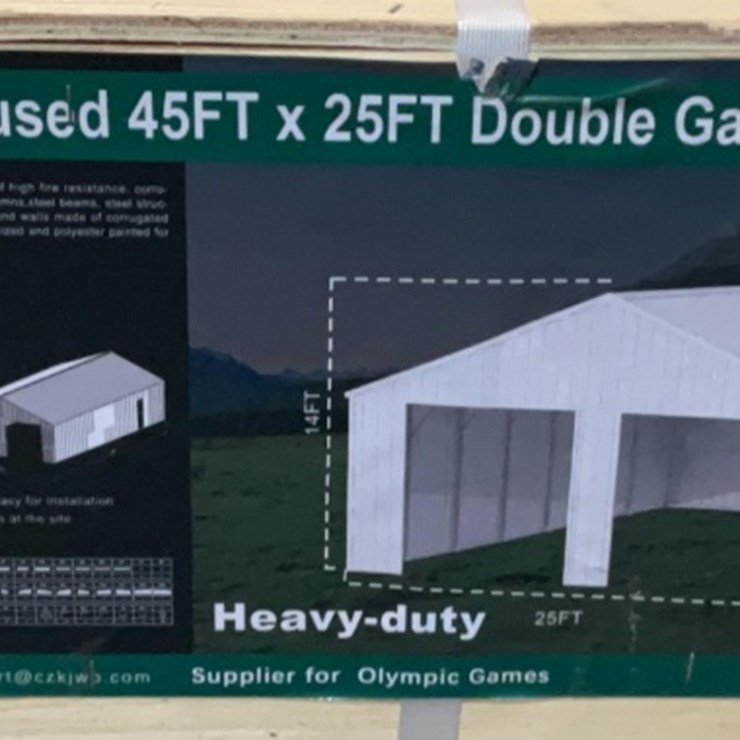 (Inv.53027) New Unused KJ K4525 Double Metal Garage, 25' x 45' Heavy Duty Garage