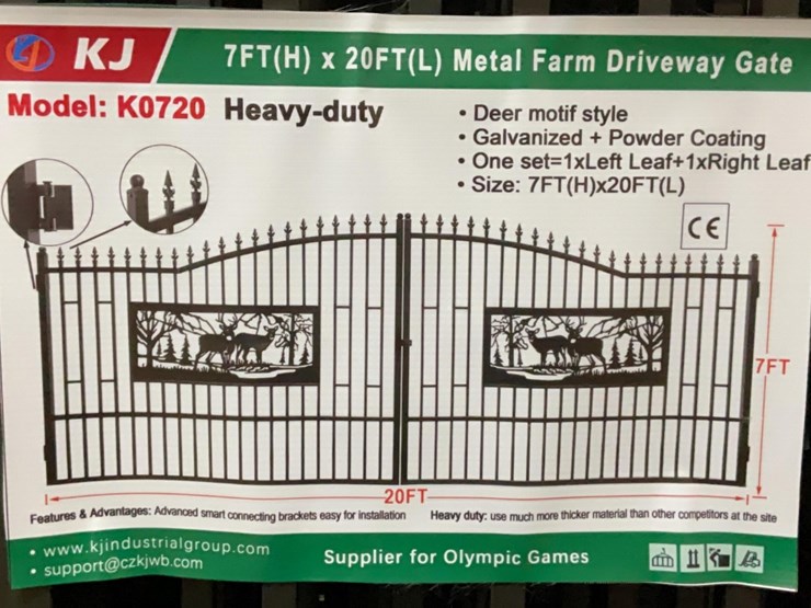 (inv.53029)-new-unused-kj-k0720-metal-driveway-gate-with-deer-motif,-20'-wide-x-7'-tall-image-1