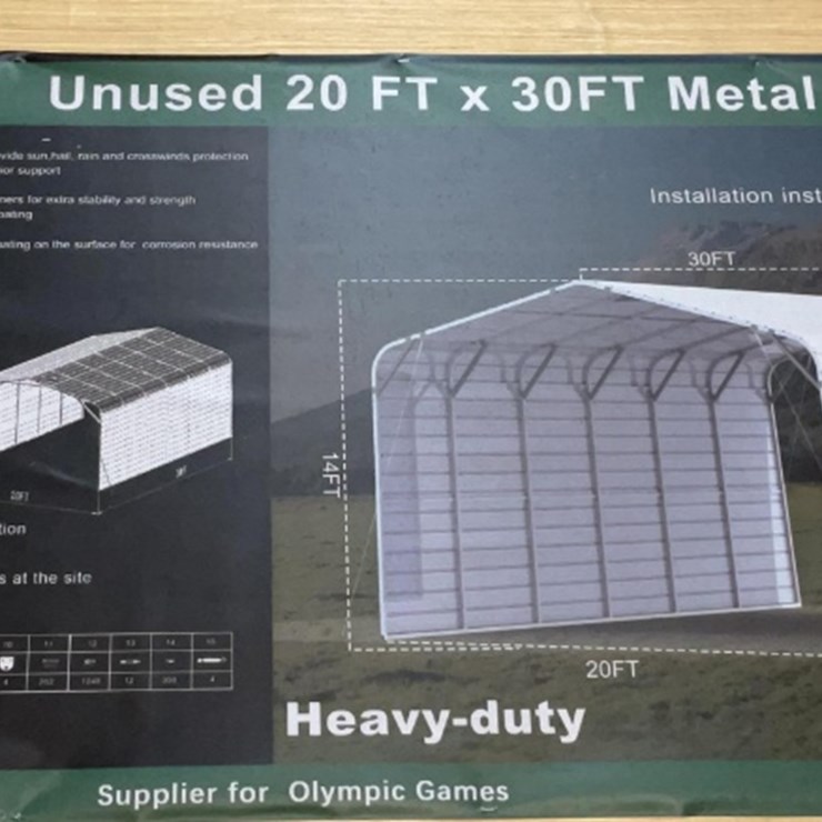(Inv.53025) New Unused KJ K2030 Metal Garage, 20' x 30' Open End Garage