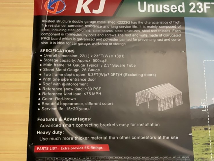 (inv.53011)-new-unused-k2223g-double-garage-shed,-22'-x-23'-heavy-duty-garage-image-3