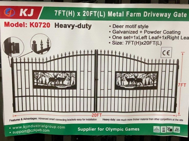 (inv.53029)-new-unused-kj-k0720-metal-driveway-gate-with-deer-motif,-20'-wide-x-7'-tall-image-1