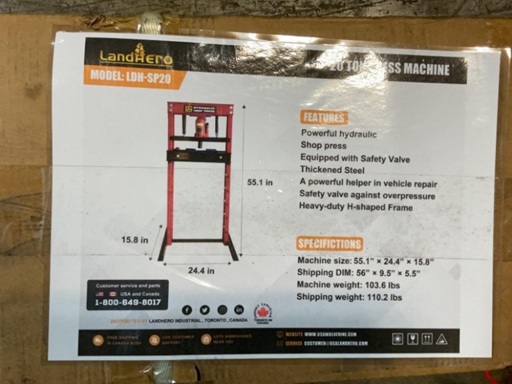 (inv.53042)-new-unused-landhero-ldh-sp20-hydraulic-20-ton-shop-press-image-3