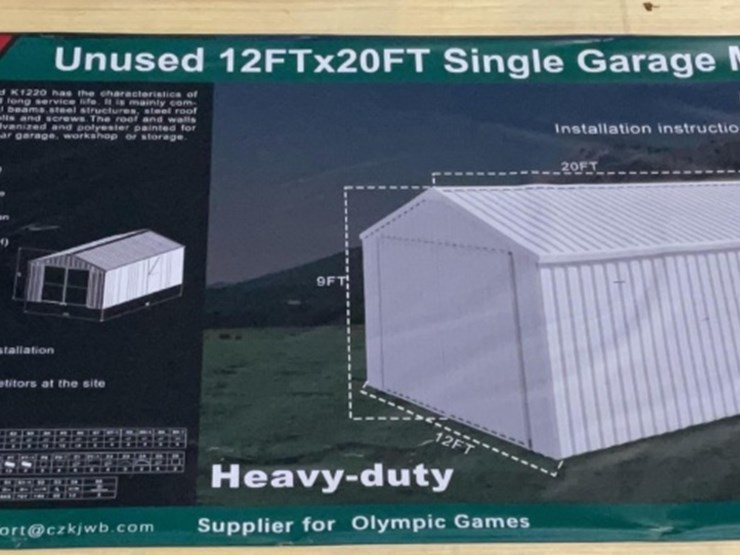 (inv.53020)-new-unused-kj-k1220-metal-garage-shed,-12'-x-20'-heavy-duty-shed-image-1