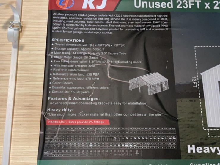 (inv.53019)-new-unused-kj-k2223-double-metal-garage,-22'-x-23'-heavy-duty-shed-image-5