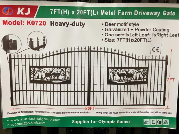 (inv.53029)-new-unused-kj-k0720-metal-driveway-gate-with-deer-motif,-20'-wide-x-7'-tall-image-1