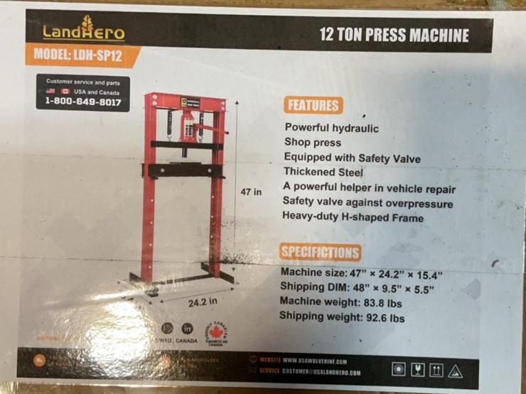 (inv.53041)-new-unused-landhero-ldh-sp12-hydraulic-12-ton-shop-press,-image-1