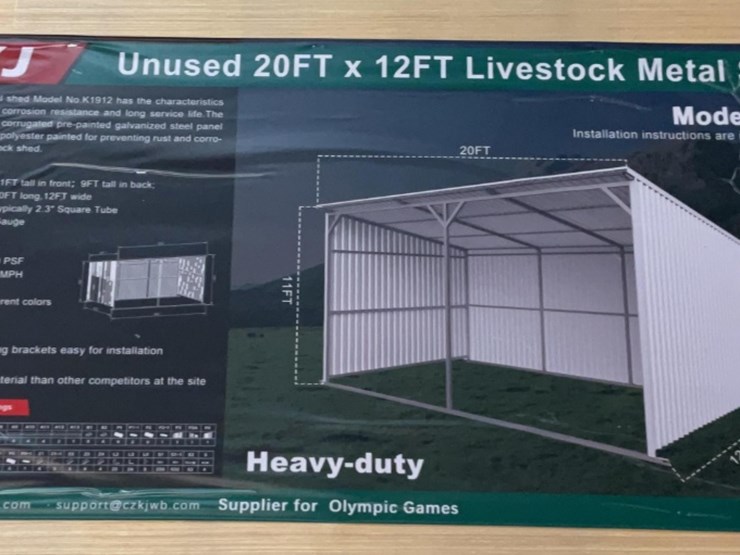 (inv.53024)-new-unused-kj-k1912-metal-livestock-shed,-12'-x-20'-shed-image-1
