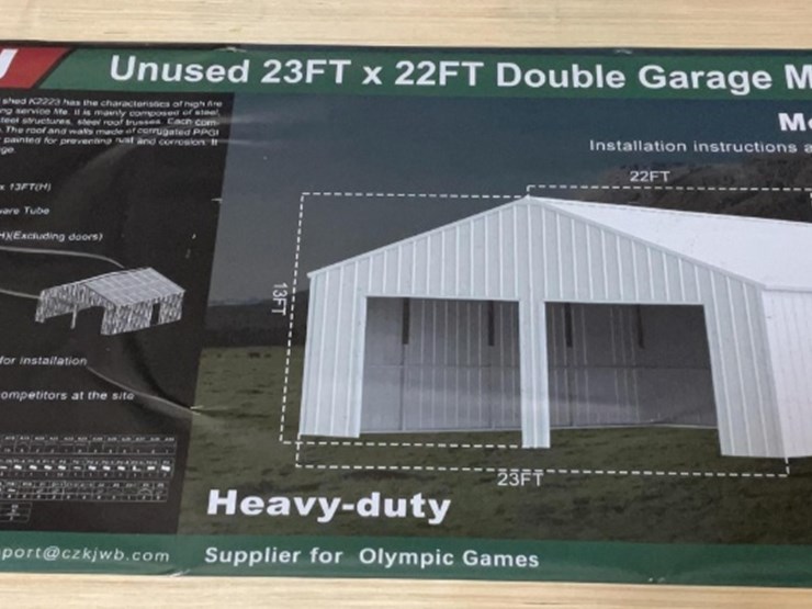 (inv.53019)-new-unused-kj-k2223-double-metal-garage,-22'-x-23'-heavy-duty-shed-image-1