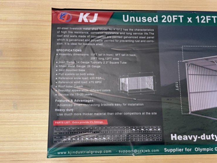 (inv.53021)-new-unused-kj-k1912-metal-livestock-shed,-12'-x-20'-heavy-duty-image-5