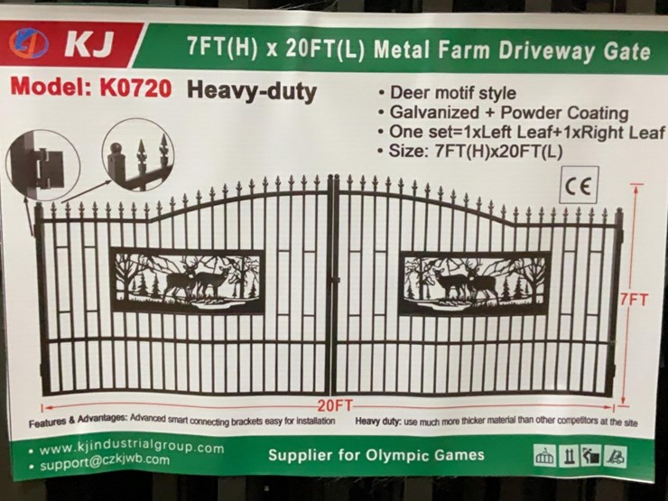 (inv.53029)-new-unused-kj-k0720-metal-driveway-gate-with-deer-motif,-20'-wide-x-7'-tall-image-1