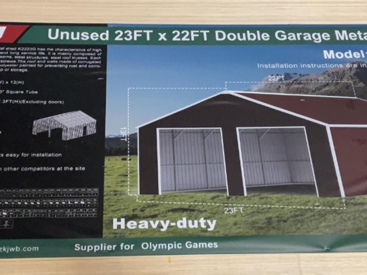 (inv.53014)-new-unused-kj-k2223g-double-metal-garage,-22'-x-23'-heavy-duty-shed-image-1