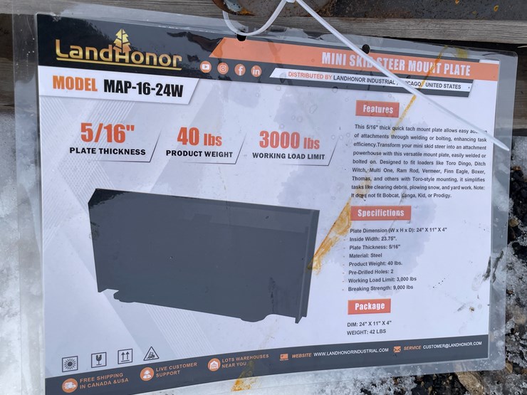 #1458-•-unused-landhonor-mini-skidsteer-mount-plate---heavy-gauge-image-4