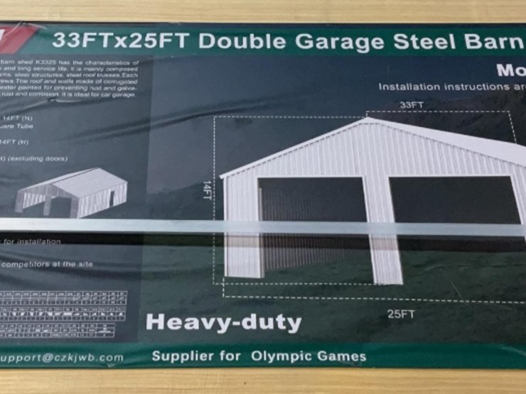 (inv.53026)-new-unused-kj-k3325-double-metal-garage-shed,-25'-x-33'-garage-image-1