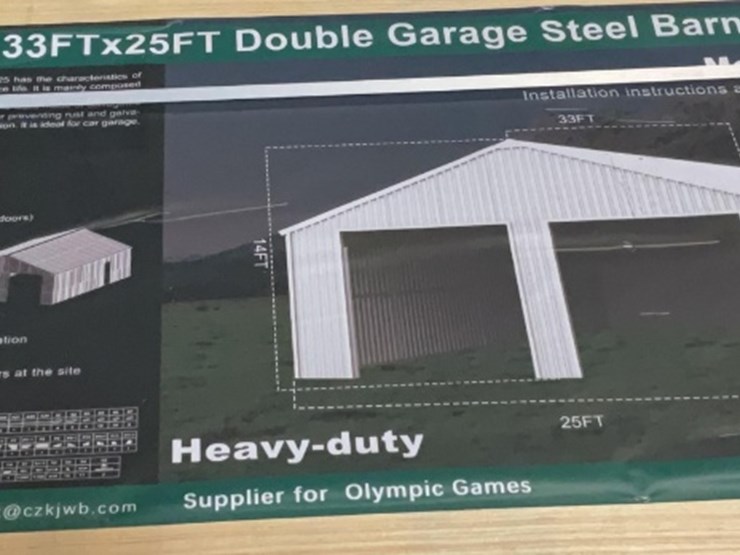 (inv.53018)-new-unused-kj-k3325-double-metal-garage,-25'-x-33'-heavy-duty-shed-image-1