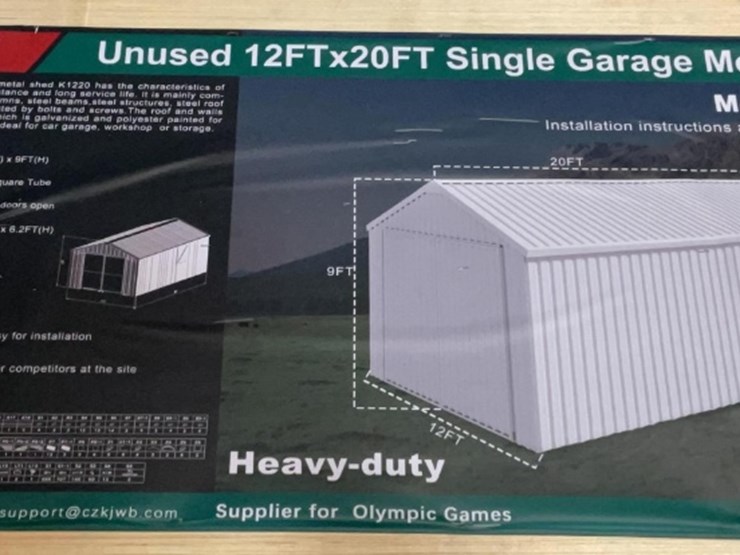 (inv.53010)-new-unused-kj-k1220-metal-garage,-12'-x-20'-heavy-duty-garage-shed-image-1