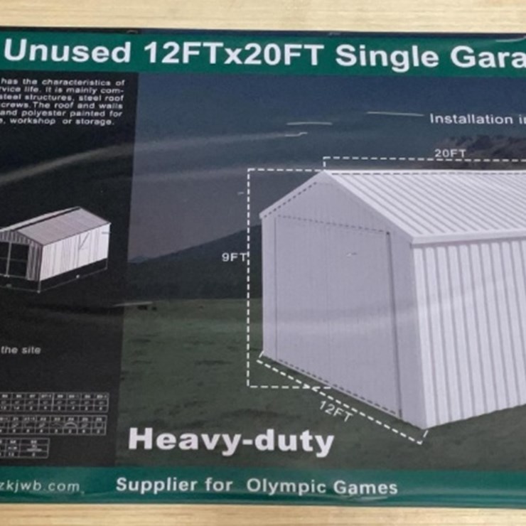 (Inv.53010) New Unused KJ K1220 Metal Garage, 12' x 20' Heavy Duty Garage Shed