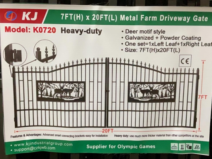 (inv.53029)-new-unused-kj-k0720-metal-driveway-gate-with-deer-motif,-20'-wide-x-7'-tall-image-1