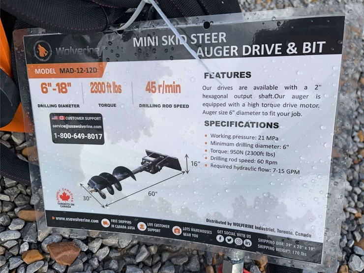 unused-mini-skid-steer-auger-&-bit-attachment-image-1
